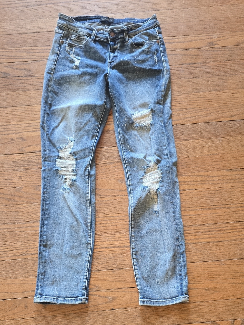 Judy Blue Ripped Skinny Jeans in Light Blue Wash